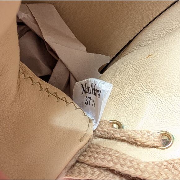 Max Mara Tunny Beige Textile/Leather Platform Sneakers, size EU37.5/US7.5 - Picture 9 of 10